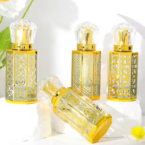 2 PCS 50 ML Glass Perfume Bottle 50ml UV Gold Perfume Sample Cosmetic Container Atomizer Ultra Mist 