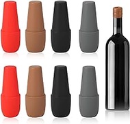 8pcs Wine Stoppers for Wine Bottles, Silicone Wine Bottle Saver Reusable Wine Sealers Double Seal Wine Toppers Cover Caps Plug to Keep Wine Fresh for Beer Wine Champagne Home Use