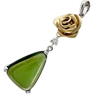 2-Way Green Tourmaline 6.432 ct Diamond 0.043ct Pendant top K18YG Yellow Gold/K18WG White Gold 4.8g 