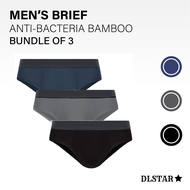 [BUNDLE OF 3] DLSTAR Men Bamboo Anti Bacterial Brief Underwear Soft  Antibacterial Men Brief  Comfortable wear