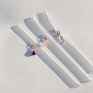 CRISTY CRYSTALS Reusable Crystal Glass Straw / Glass Drinking Straw Short (15cm) Rose Quartz Amethys