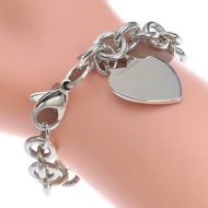 Tiffany & Co.) Return to 中性手鍊，有心形吊牌，925 純銀，約 34.6 克 [二手]