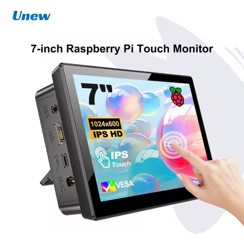 Unew 7 inch Touchscreen Monitor 1024x600 HDMI Type-C Display for Raspberry Pi 5 4 3 Laptop Phone wit