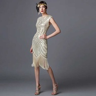 1920s Handmade Sequined Dress Gatesby Evening Dress Stage Performance Dress