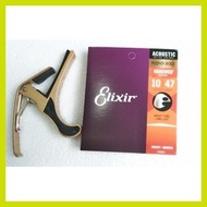 ∞ ❐ ∵ ☆ Elixir Nanoweb 10-47 Accoustic guitar string Extra light With free capo