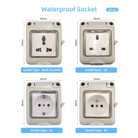 Herepow IP55 Waterproof Socket Universal UK EU FR Dual Standard Outdoor Power Outlet, Kitchen And Ba