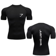 Men's Just Gymshark Compression T-Shirt Quick Dry Breathable Workout Shirt Sports Running Fitness Sh