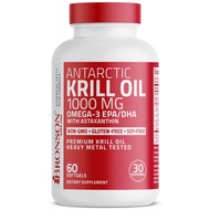 Bronson Antarctic Krill Oil 1000 mg with Omega-3s EPA, DHA, Astaxanthin and Phospholipids 60 Softgel