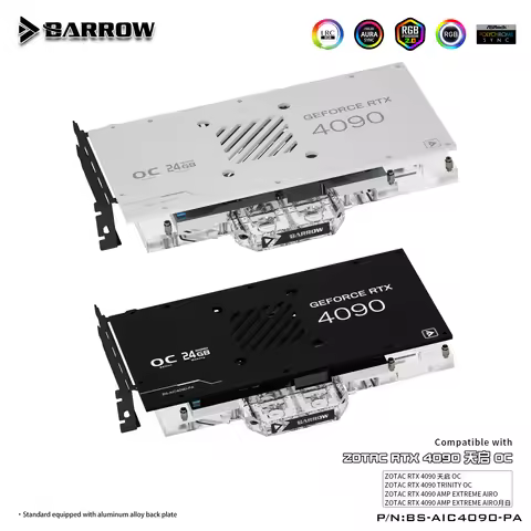 Barrow GPU Water Block For ZOTAC RTX 4090 AMP Extreme AIRO / TRINITY OC Video Card Cooler With Backp