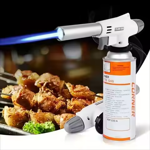 Outdoor Camping Gas Burner Gas Torch Flame Gun Welding Torch Cooking Flame Gun Blow for BBQ Camping 
