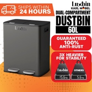 LuxbinTM Tong Sampah 60 liter Dustbin 60L Stainless Steel dustbin Kitchen Large Tong Sampah Bertutup