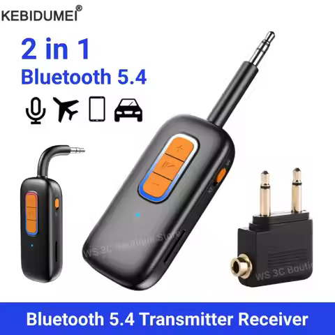 Bluetooth 5.4 Audio Receiver Transmitter 3.5mm AUX Jack Airplane USB Dongle Wireless Adapter for TV 