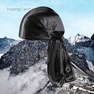 huanglantrading Hair Accessories Solid Men's Durags Bandana Hip Hop Biker Long Satin Durag Headband Breathable Wigs