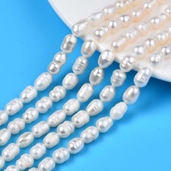 1Strand Natural Cultured Freshwater Pearl Beads Strands Rice Seashell Color 8.5~12x6.5~7.5mm Hole: 0