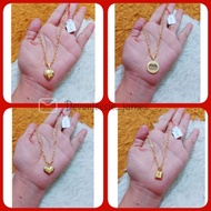 10k Gold PaperClip Chain Necklace with pendants