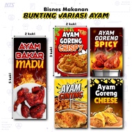 🍗READY DESIGN🍗 Bunting Ayam Goreng / Gunting / Crispy / Spicy / Bakar / Cheese - Pasar Malam / Gerai