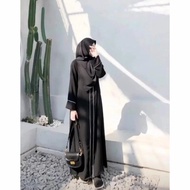 exclusive abaya bordir full kancing hitam dress