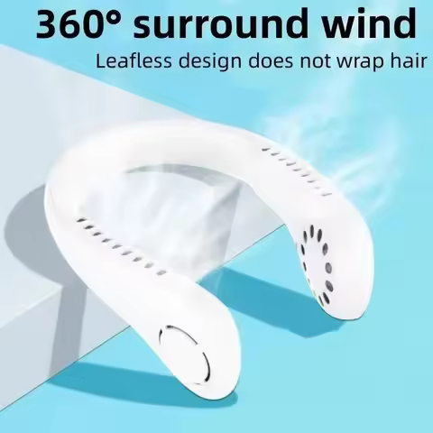 New Mini Neck Mounted Fan Portable Bladeless Neck Rechargeable Air Cooler 3 Speed Mini Summer Sports