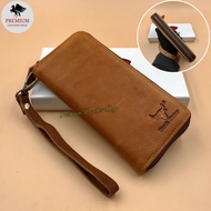 Rush Rider Clutch Long Zip Leather Wallet Genuine Cow Leather Purse Man