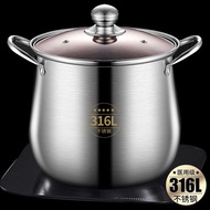 HY/🌲316Stainless Steel High Soup Pot Thickened Stainless Steel Soup Pot Large Capacity Stew Pot Multi-Functional Soup Po