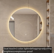 Bathroom smart mirror circular beauty mirror bedroom with light LED touch screen mirror defogging ti