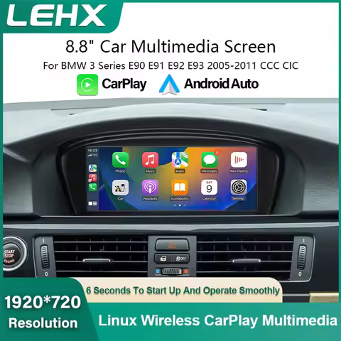 LEHX 8.8'' Wireless CarPlay Android Auto For BMW Series 3 5 E90 E91 E92 E93 E60 E61 CCC CIC System C