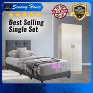 Free Delivery Single / Queen Betroom Divan 2 /3 Door Wardrobe murah Economy Set Bilik Tidur /Almari 