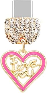 TP1023 Type-C Charging Port Crystal Anti Dust Plug Little Love Heart with I LOVE YOU Cell Phone Char