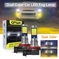 【2PCS】Dual Color Car LED Headlight Fog Light H11 Bulb H3 H7 H8 H9 H11 HB4 9006 HB3 9005 881  DRL Day