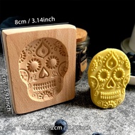 Wooden Cookie Molds for Halloween 3D Carved Embossed Gingerbread Mould for Baking Pumpkin Skull Ghos
