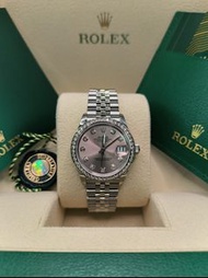 31mm 全新 現貨 278384rbr-0036 Datejust 31腕錶白色黃金及蠔式鋼款，搭配鑲鑽粉紅色錶面及紀念型（Jubilee）錶帶。