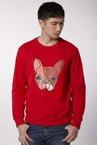 ESP เสื้อนิตลายเฟรนช์ชี่สามมิติ ผู้ชาย สีแดง | 3D Frenchie Print Sweatshirt | 03893