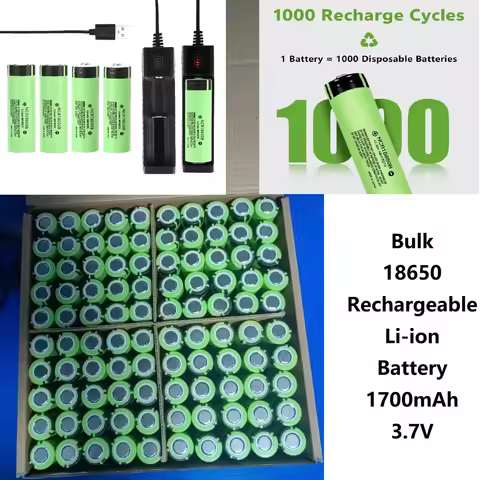 Bulk 18650 Rechargeable Li-ion Battery 1700mAh 3.7V High-Drain 1000+ Cycles Flashlights Emergency Li