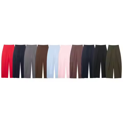 Koekop Office outfits High-waisted pleated balloon Ladies Pants Fashion Office Wear High waist Pants