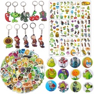 92Pcs Plants Game Zombies Party Favors Set for Kids, Plant Game Zombie Keychains, Button Pins Badges