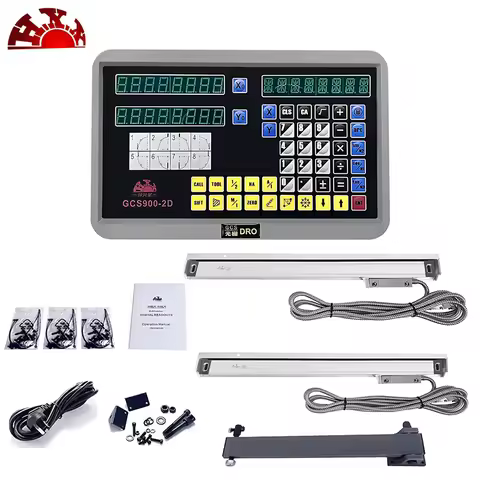 New GCS900-2D 2 Axis DRO Digital Readout AC110V/220V Display and 2 Pcs 50-1000mm Linear Scale Encode