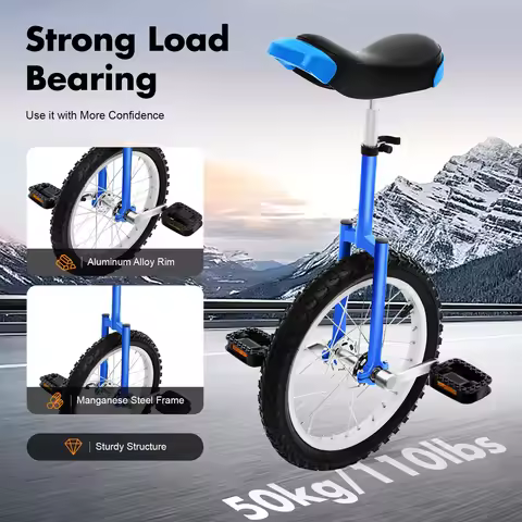 One Wheel Bike Adjustable Seat Exercise Bicycle for 7-60 Years Old, Outdoor Sports Fitness Exercise 