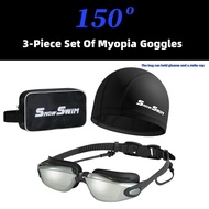 Goggle Swimming With Power Degree Kids Adult Swimming Goggles Gogle Cermin Mata Renang Berenang近视游泳眼