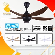 [SIRIM] ALPHA AX80 DC Motor 5 Blades 56" Ceiling Fan With Remote Control | Kipas Siling