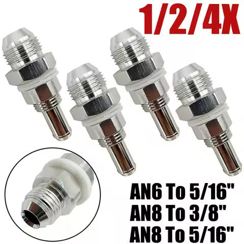 1/2/4X AN6 AN8 Male Flare Bulkhead To 5/16" 3/8" Hose Barb Fitting Adapter For Fuel Pump Tank Vehicl