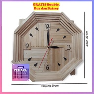HIASAN DINDING KAYU Cmrjd - Ice Cream Stick Wall Clock/Hexagonal Clock/Unique Wooden Wall Clock/Aest