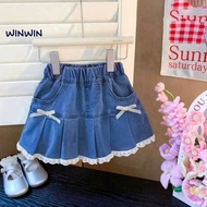 Win Win Hello Super Hot pleated jean skirt, size 12-45kg,TVK01