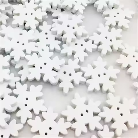 New 50/100pcs Christmas Holiday Wooden Collection Snowflakes Buttons Snowflakes Embellishments 18mm 