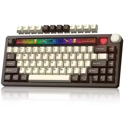 Womier Retro K80 3-Modes Wireless Gaming Keyboard OLED Display Knob Mechanical Keyboard Hot Swap Gas