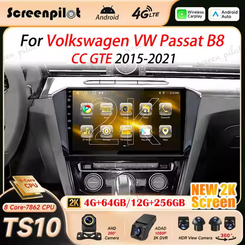 9 Inch Android 16 Car Radio Stereo For Volkswagen VW Passat B8 CC GTE 2015-2021 Multimidia Player GP