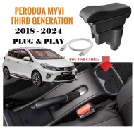 Perodua Myvi Arm Rest Armrest Car Arm Rest 3 Usb Port Armrest Console Box Double Layer Compartment M