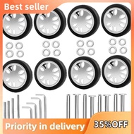8pcs Luggage Wheels Replacement Kit,Dia 2in/50mm Thick 0.47in/12mm Resistant Rubber Mute Caster Repl