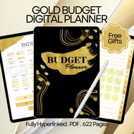 Gold Budget Digital Planner, Hyperlinked Pdf Money Cash Journal Book Buku Simpanan Duit 存钱本 Saving F