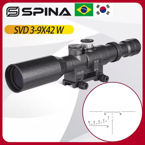 SVD 3-9x42 / SVD 6X42 Rifle Scope Red Illuminated Hunting Riflescope Glass Reticle Tactical Optics S