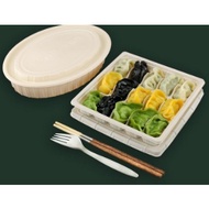 Biodegradable Disposable Dumpling Box Corn Starch Dumpling Takeaway Special Lunch Box with Lid Environmental Protection Tableware/Disposable dumpling box takeout lunch boxes